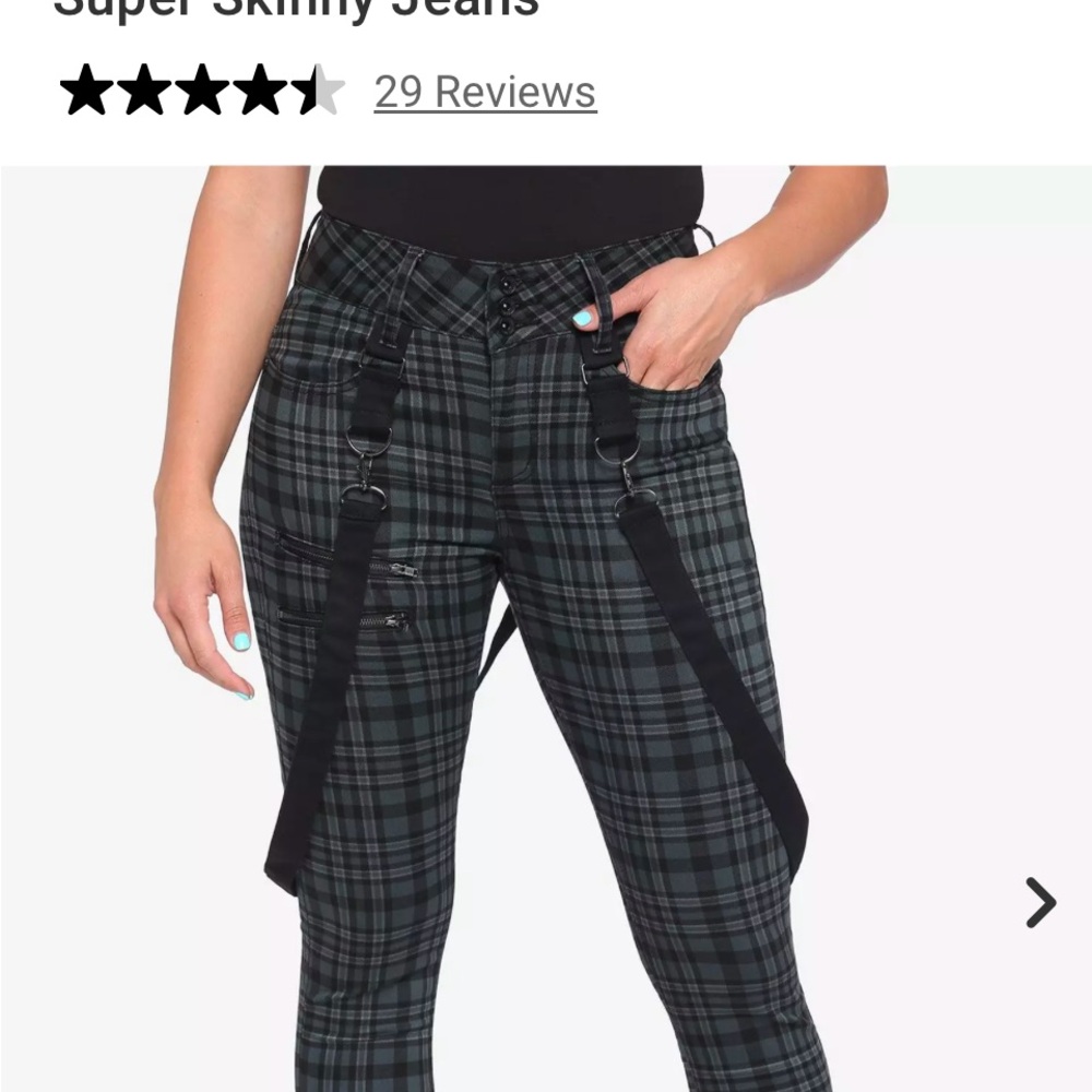 Hot Topic Grey Plaid Skinny Jeans